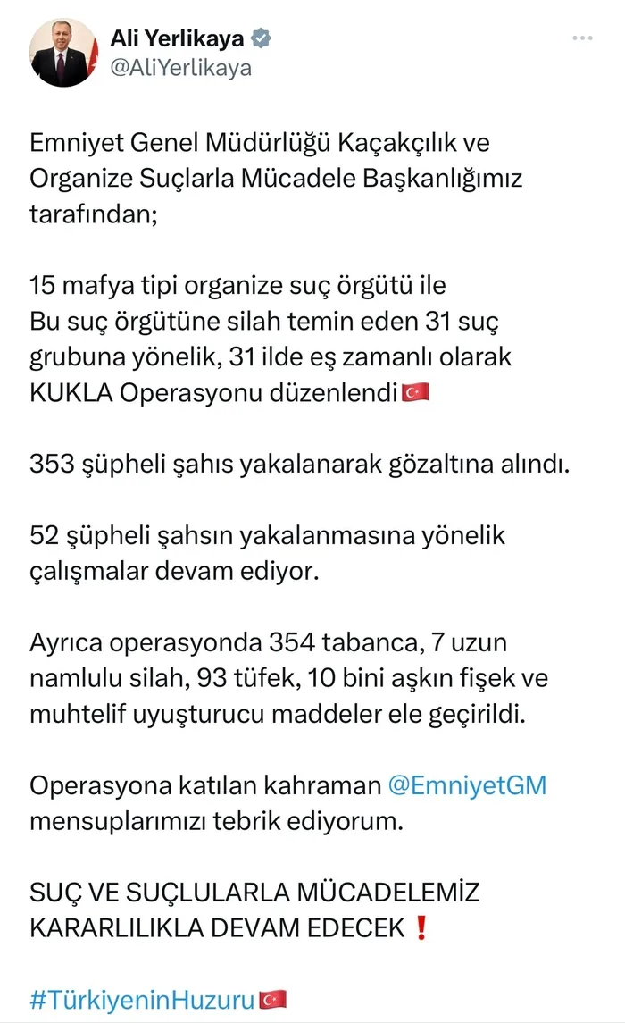 Mafyalara “Kukla” operasyonu: 15 mafya ile 31 suç grubuna 31 ilde dev operasyon