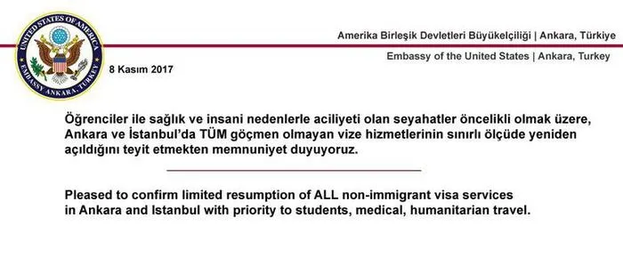 ABD Büyükelçiliği'nden vize mesajı - 1