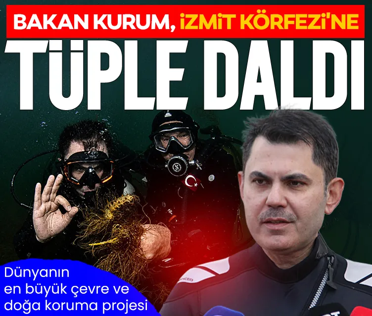 Bakan Kurum, İzmit Körfezi’ne tüple daldı