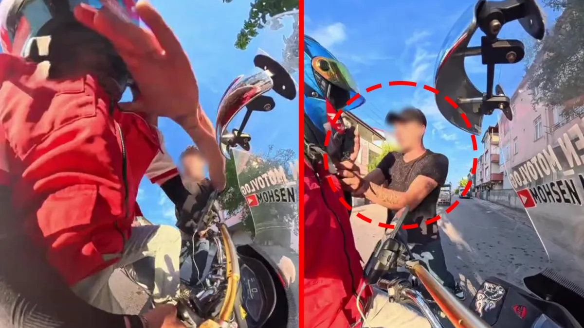 Kocaeli'nde trafikte maganda dehşeti! "Seni gebertirim" diyerek motokuryeye saldırdı