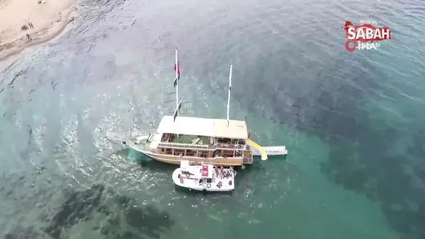 Sinop'ta karaya oturan tekne kurtarıldı
