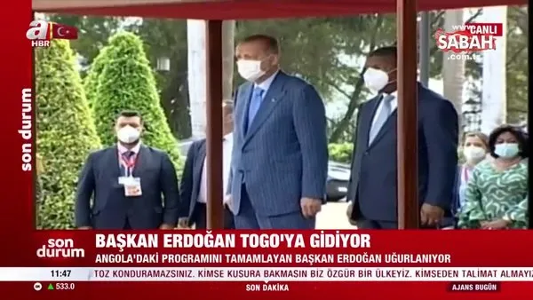 Başkan Erdoğan Togo'ya gidiyor | Angola'daki programını tamamlayan Başkan Erdoğan uğurlanıyor.