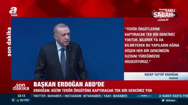 Son dakika: Başkan Erdoğan: Bizim terör örgütüne kaptıracak tek bir gencimiz yok | Video