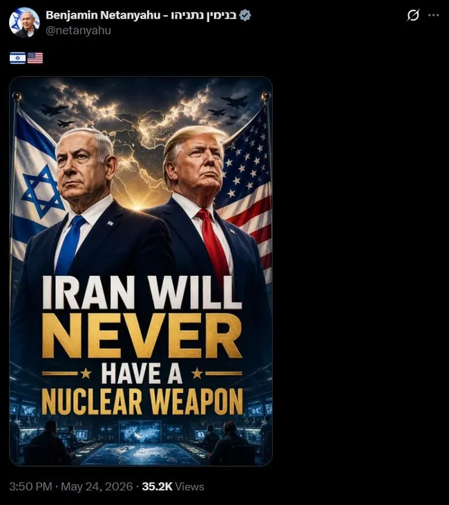 netanyahudan-irana-yapay-zekali-gonderme-asla-nukleer-silaha-sahip-olmayacak-1779635918356.png Netanyahu’dan İran’a yapay zekalı gönderme! “Asla nükleer silaha sahip olmayacak.