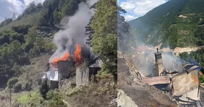 Trabzon’da korkutan yangın! Elektrik kontağından çıkan alevler evi sardı: Bedensel engelli iki kardeş son anda kurtarıldı! #trabzon