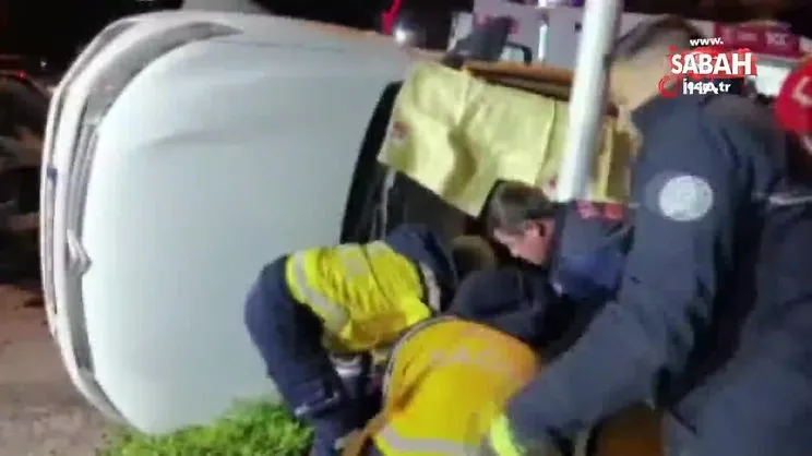 Menteşe’de başka araca çarpan otomobil yan yattı: 1 yaralı