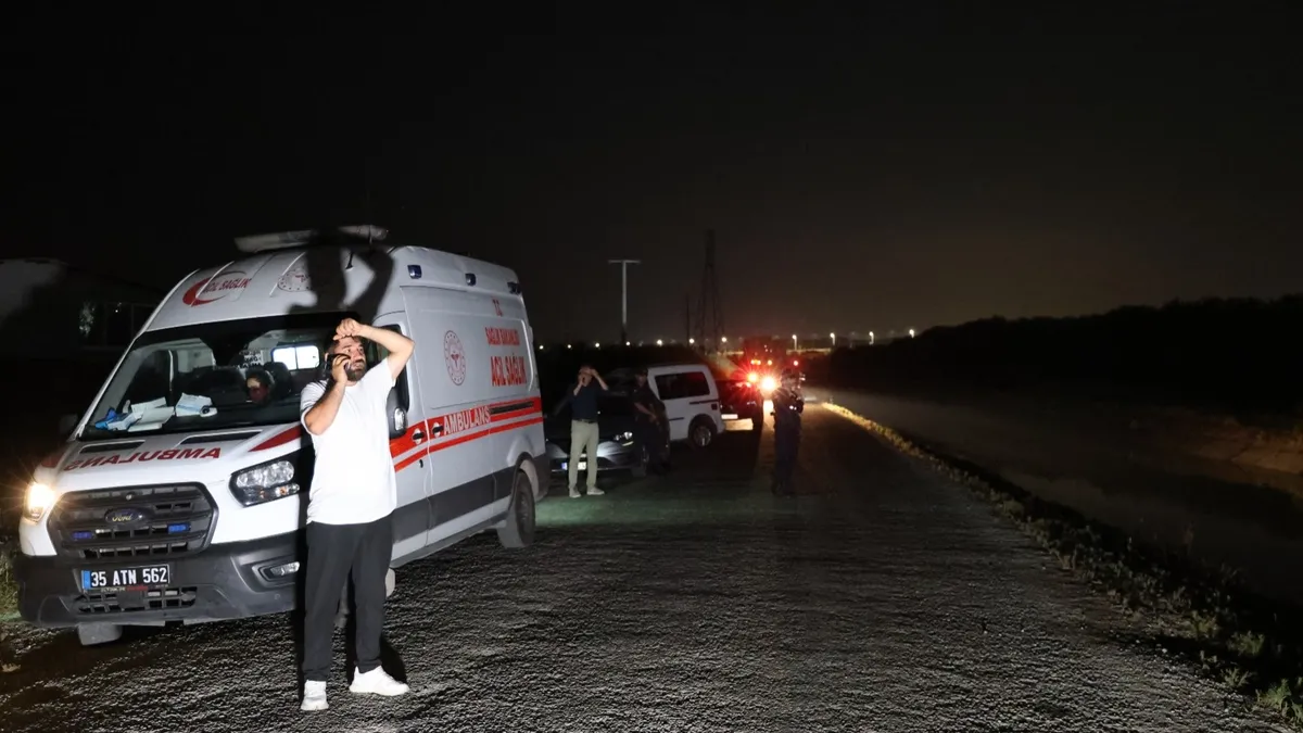 İzmir'de sulama kanalına düşen çocuklardan birinin cansız bedeninin bulunduğu alan.
