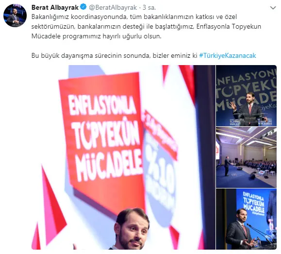 Bakan Albayrak'tan Enflasyonla Mücadele programı paylaşımı - 2