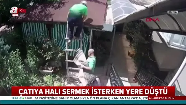 Konya'da sağlık çalışanının merdivenden düşme anı kamerada | Video