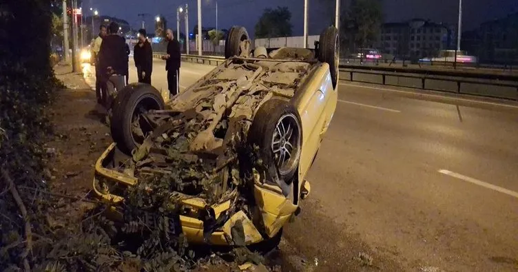 Bursa’da takla atan otomobilde 4 kişi yaralandı