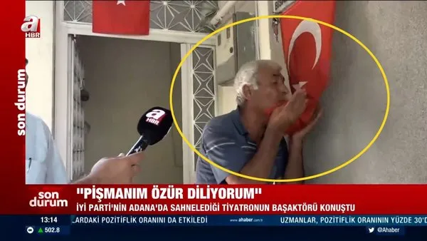 SON DAKİKA: İyi Parti'nin Adana'daki soğan tiyatrosunda flaş gelişme! Türk Bayrağı'nı öperek böyle özür diledi...