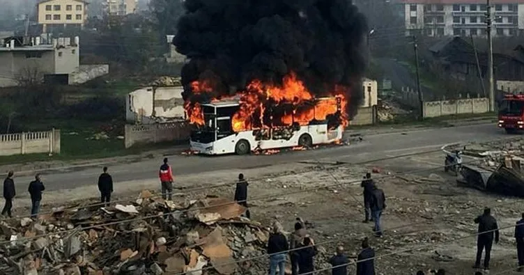 Özel halk otobüsü alev alev yandı!