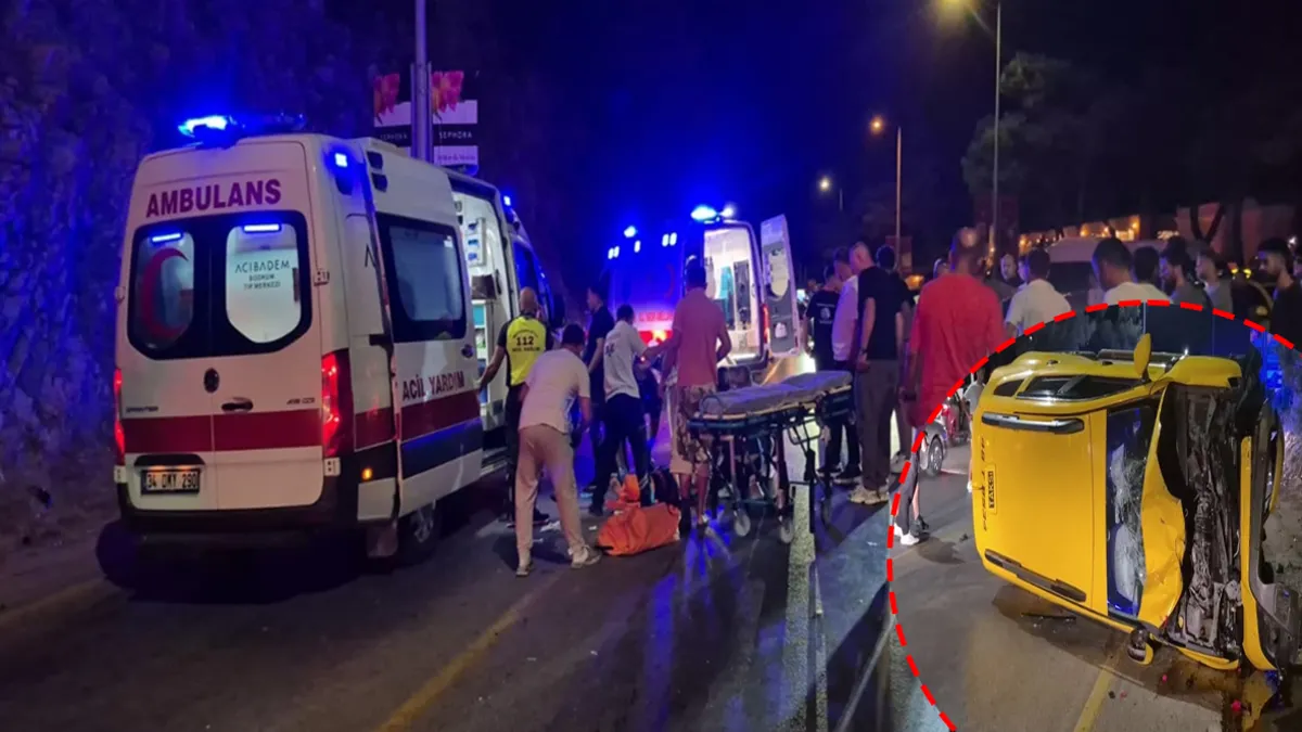 Bodrum'da meydana gelen trafik kazasında polis ve sağlık ekipleri olay yerinde inceleme yapıyor.