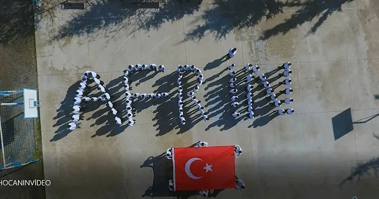 Tokat’ta Bedenleriyle ’Afrin’ yazan öğrencilerden Mehmetçiğe destek