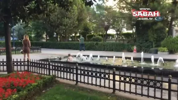 İstanbul'da çocukların süs havuzundaki tehlikeli oyunu kamerada