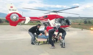 Ambulans helikopterle hastaneye ulaştırıldı