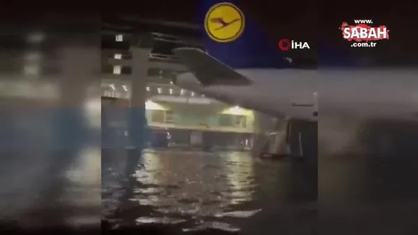 Frankfurt Havalimanı'nı su bastı, apron göle döndü | Video