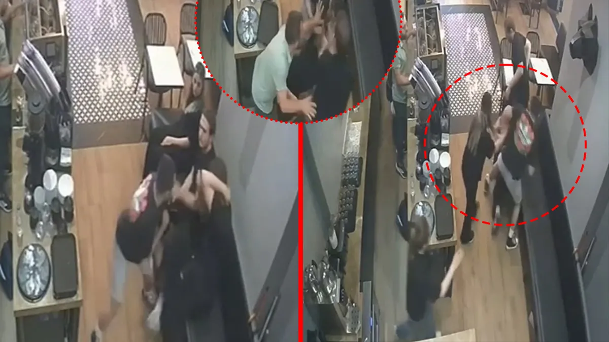 Kadıköy'de bir kafede meydana gelen saldırı anına ait güvenlik kamerası görüntüsü.