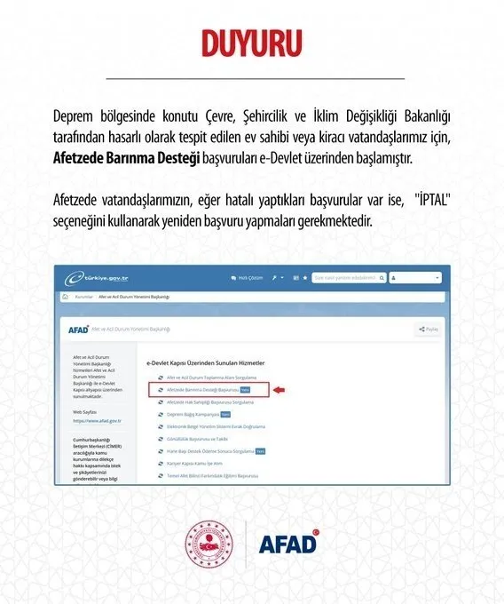 DEPREM KİRA YARDIMI SON DAKİKA: Afetzede Barınma desteği için e-Devlet başvuru ekranı açıldı! 60.000 TL ödenecek