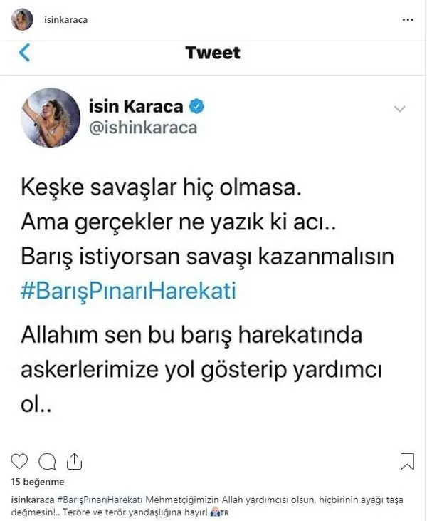 Ünlüler 'Barış Pınarı Harekatı'na böyle destek verdi!