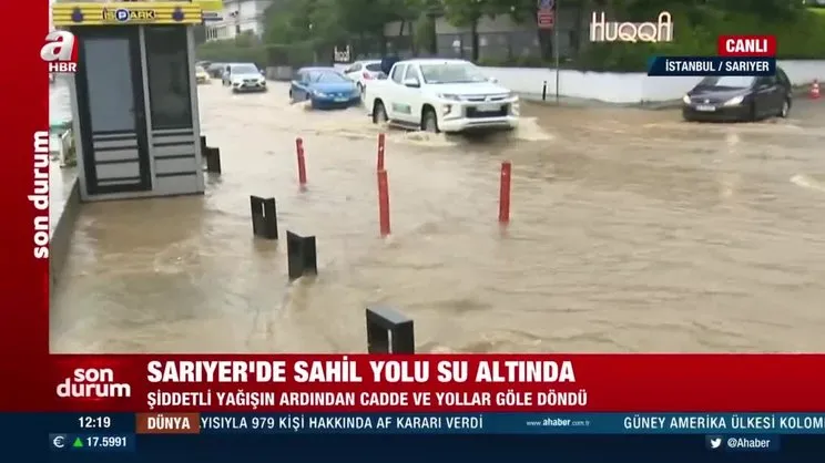 Sarıyer'de sahil yolu su altında | Video