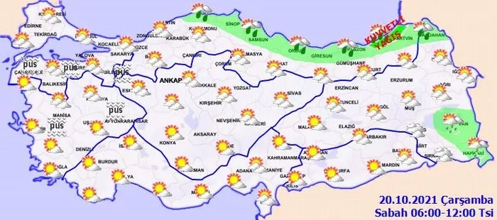 20 ekim carsamba hava durumu ve son dakika meteoroloji kuvvetli yagis uyarisi bugun hava nasil olacak ve nerelerde yagmur yagacak son dakika spor haberleri