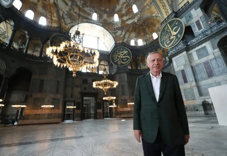 Son dakika: Başkan Erdoğan Ayasofya'da incelemelerde bulundu