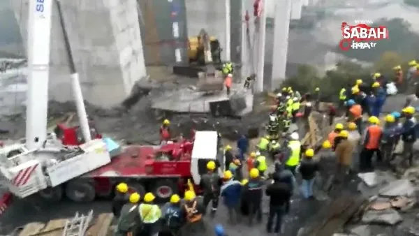Kuzey Marmara otoyolu inşaatında beton blok düştü