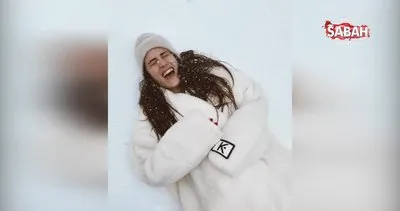 Ünlü Oyuncu Hazal Kaya’nın yoğun kar yağışı altındaki görüntülerine sosyal medyada beğeni yağdı | Video
