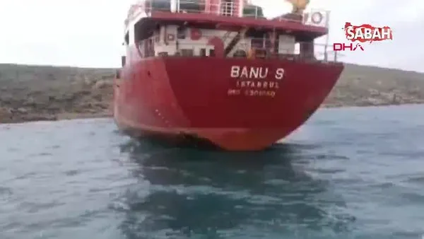 Çanakkale'nin Bozcaada ilçesinde karaya oturan kargo gemisi kurtarıldı!