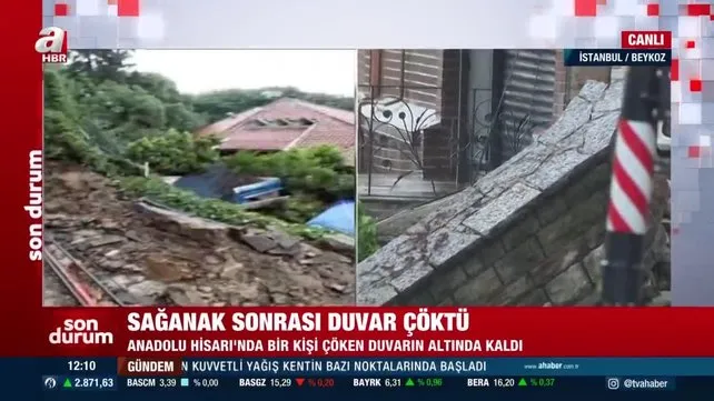 SON DAKİKA! İstanbul Beykoz'da istinat duvarı çöktü! 1 kişi göçük altında kaldı | Video