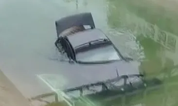 Adana’da kontrolden çıkan otomobil sulama kanalına düştü #adana