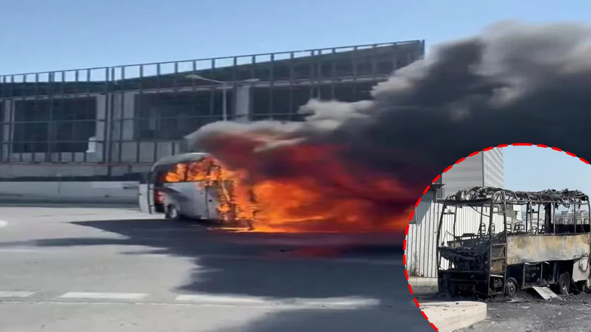Arnavutköy'de feci olay! Servis minibüsü alev alev yandı: O anlar kamerada