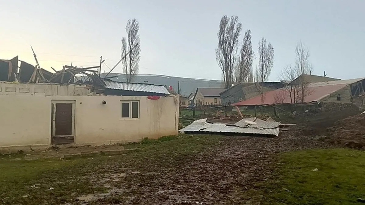 Kars'ta fırtına okul ve evlerin çatısını uçurdu