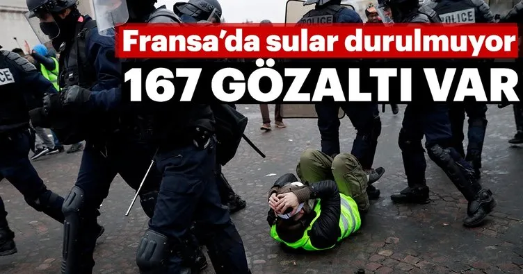 Paris'teki gösteride 167 gözaltı