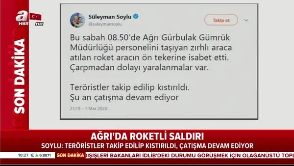 İçişleri Bakanı Soylu'dan roketli saldırı hakkında flaş açıklama 