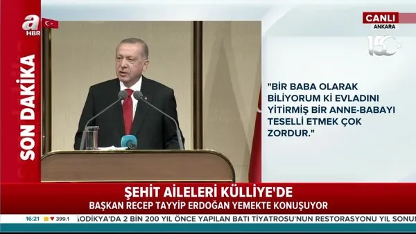 Son dakika: Cumhurbaşkanı Erdoğan'dan şehit aileleri ve gazilerle buluşmada önemli açıklamalar | Video