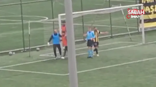 Amatör maçta ilginç olay! Top toplayıcı çocuk golü böyle kurtardı | Video