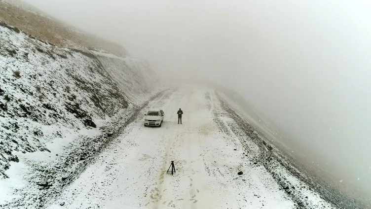 Erzurum’da lapa lapa kar ve tipi