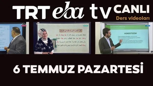 TRT EBA TV izle! (6 Temmuz 2020 Pazartesi) 'Uzaktan Eğitim' Ortaokul, İlkokul, Lise kanalları canlı yayın | Video