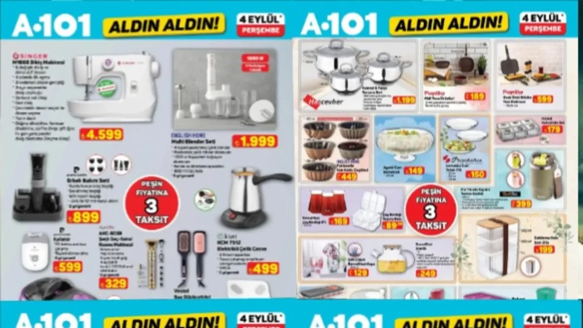 SEPETLER DOLUYOR!💥A101 aktüel 4 Eylül kataloğunda neler var? Dikiş makinesi, saç düzleştirici tarak, kitaplık, tost makinesi...