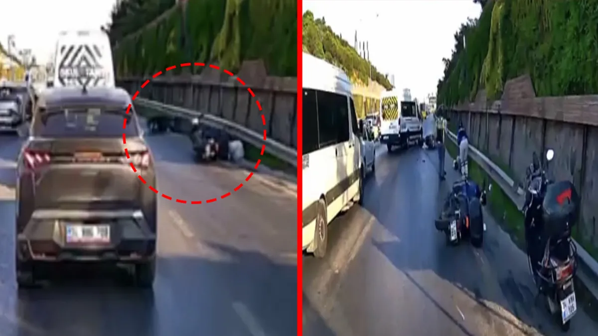 Maltepe’de 2 motosikletli çarpıştı! Sürücüler yola savruldu: Kaza anı kamerada