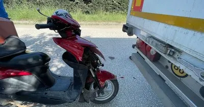 Düzce’de park halindeki tıra çarpan motosiklet sürücüsü yaralandı