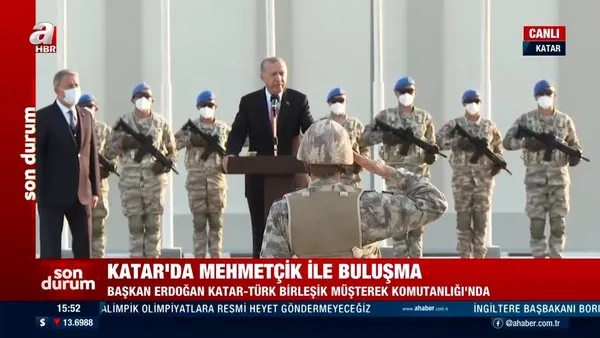 SON DAKİKA: Başkan Erdoğan Katar - Türk Birleşik Müşterek Komutanlığı'nda Mehmetçiklere hitap etti