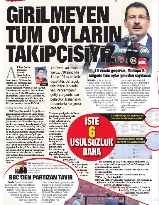 Türkiye İstanbul seçimlerindeki şaibe skandalını SABAH'tan okudu!