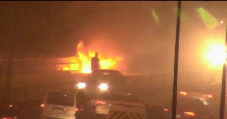 15 Temmuz Şehitler Köprüsü’nde otomobil alev alev yandı