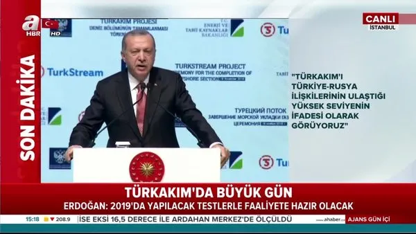 Cumhurbaşkanı Erdoğan'dan TürkAkım töreninde önemli açıklamalar