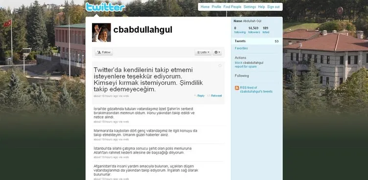 Cumhurbaşkanı Gül’ün twitter günlüğü...