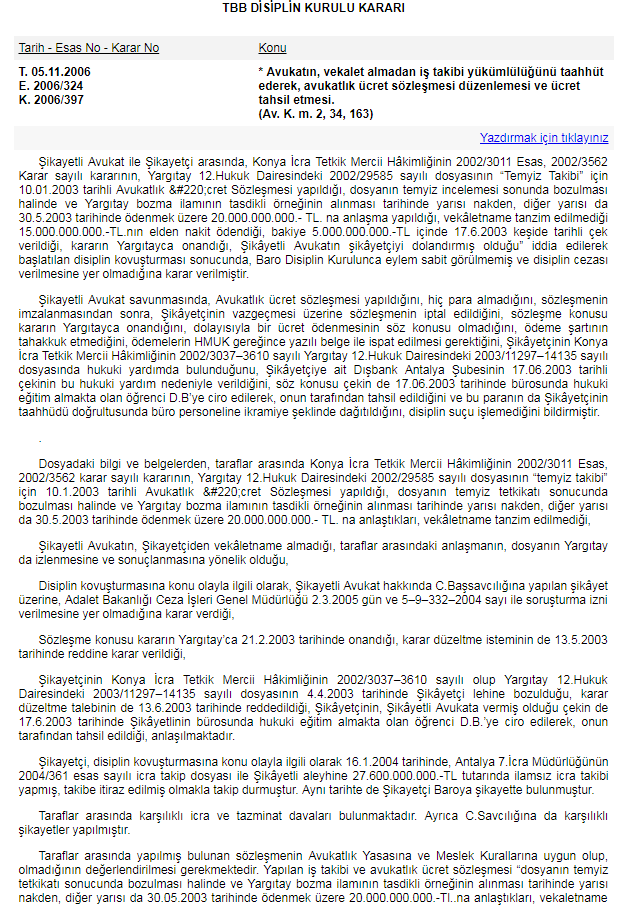 Avukatın kınama cezası alması