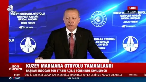 Cumhurbaşkanı Erdoğan'dan Kuzey Marmara Otoyolu açılışında önemli açıklamalar
